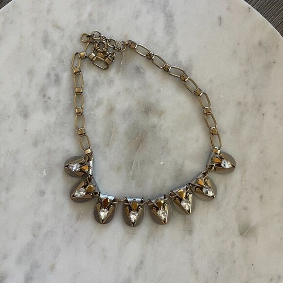 J Crew Jewel Crystal Spike Statement Necklace - Picture 2 of 7